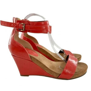 Toetos womens heels size 10 coral vegan ankle strap wedges